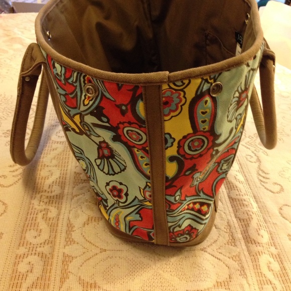 J. CREW  Colorful Floral Canvas Tote Bag/ Satchel - Picture 4 of 4